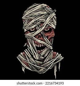 vector of scary face mummy illustration