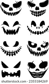 Vector Scary and funny faces of Halloween pumpkin or ghost collection on Isolate