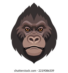 Vector Scary Gorilla Monkey Portrait Zoo Icon