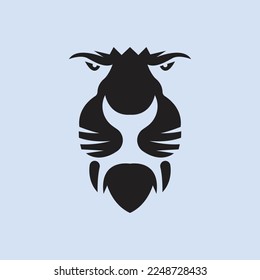 vector scary lion face logo icon. in simple flat illustration style. great for animal, face, illustration, head, etc.