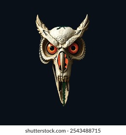 vector, scary owl head skull