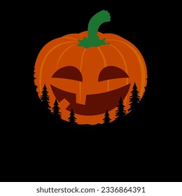 Vector Scary Pumpkin Face for T-Shirt Design, label design and greeting card. halloween day