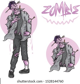 vector of scary zombie cartoon of halloween