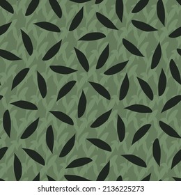 Vector scattered dark green leaves polko dot background. Suitable for wallpaper and textile.