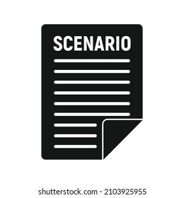 Vector scenario black simple icon isolated on white