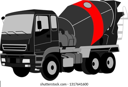  vector scene of the building mixer for concrete vector illustration