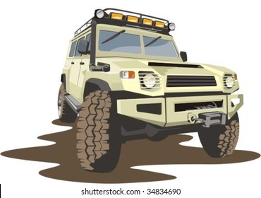 vector scene of car for bad roads