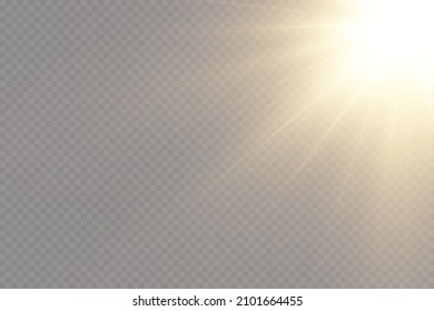Vector scene illuminated by spotlight ray. Light effect on transparent background