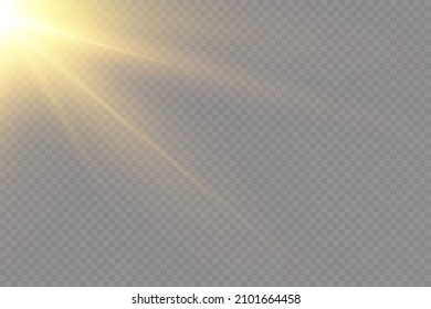 Vector scene illuminated by spotlight ray. Light effect on transparent background