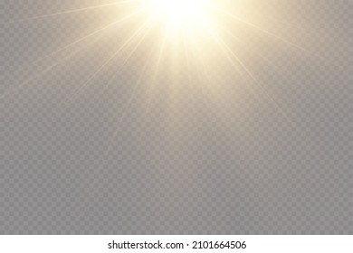 Vector scene illuminated by spotlight ray. Light effect on transparent background