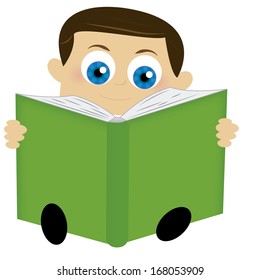 Vector Scene with kid Reading A Book 