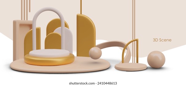 Vector scene in realistic style. Composition for demonstration