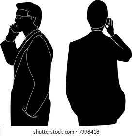 vector scene speaking on telephone men