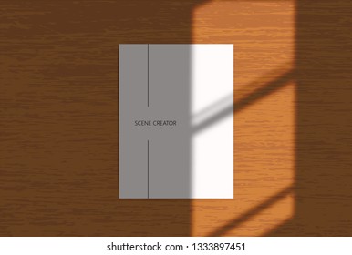 Vector scene, stationery mock up for social media. Editable transparent shadow. Background with sunlight