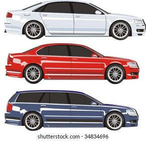 vector scene of three car