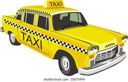 vector scene of yellow taxi