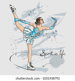 Vector Scetch Figure Skater Color