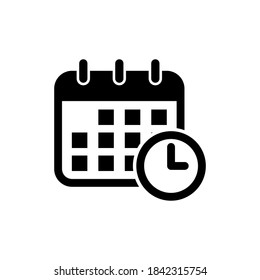 Icono de programación de vectores, Calendario, reloj, símbolo de evento en fondo blanco aislado para UI/UX y sitio web.