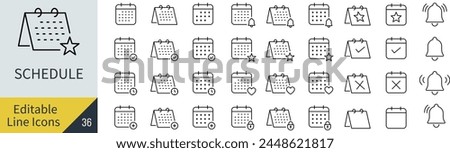 Vector Schedule Line Drawing Icon Set (Not Outlined)