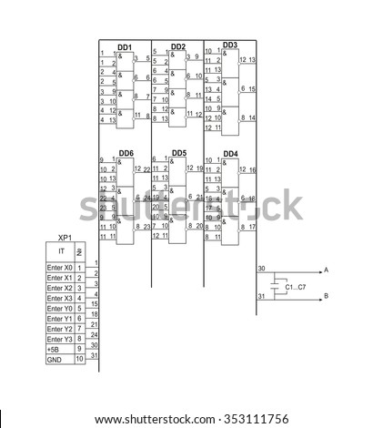 Vector Schematic Diagram Project Electronic Circuit Stock Vector