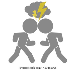 vector schematic image of confrontation. two arguing people, isolated objects