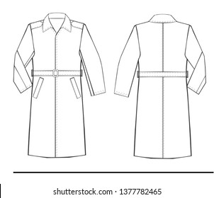 Vector schematic man uniform jacket coat with pockets and long sleeve. Clothes image  outline for coloring. Item of blazer clothing. male suit blazer