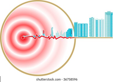 Vector Schematic Representation Of Earthquake Epicenter