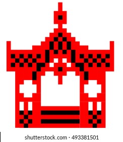 Vector schematic representation of Sumy gazebo 


Vector Image Sumy gazebo can be used to cross-stitch red and black. The image is made up of squares