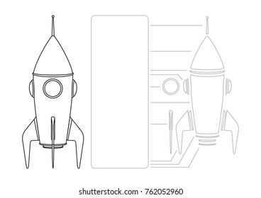 Vector scheme of an rocket showing spare parts isolated on white background,line,for graphic design,Web site

