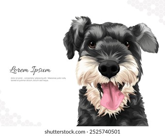 Vector Schnauzer Dog Breed wall decoration ideas Portrait. realistic animal images. Hand drawn dog isolated. for room decoration, events, etc