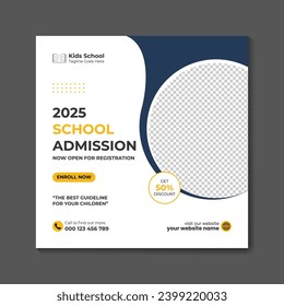 Vector school admission promotion social media banner design template