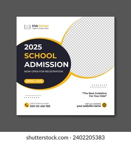 Vector school admission promotion social media banner design template
