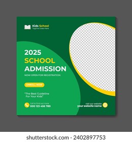 Vector school admission promotion social media banner design template