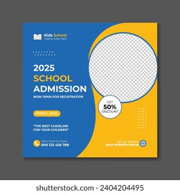 Vector school admission promotion social media banner design template
  