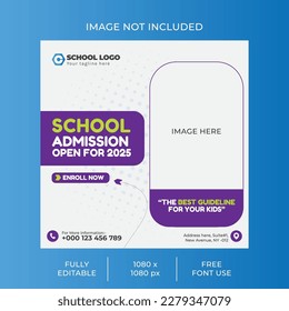 Vector school admission social media post template