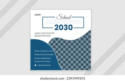 Vector school admission social media post design template.
