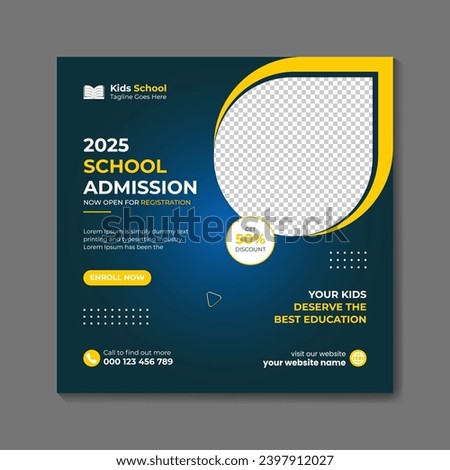 Vector school admission social media post design template