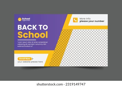 Vector school admission web banner template for school promotion post bannerVector school admission web banner template for school promotion post banner