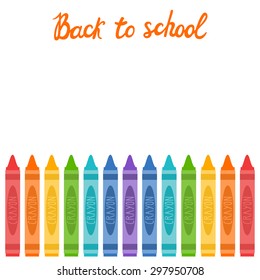 Vector school background with colored pencils and hand written phrase "Back to school".