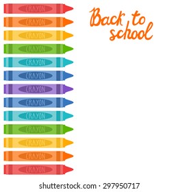 Vector school background with colored pencils and hand written phrase "Back to school".