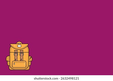 vector school bag on a Rose red background in the Anime cartoon