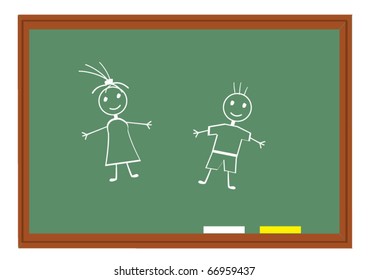 vector school blackboard with funny people