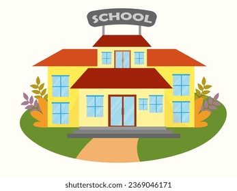 vector school building with a cute design and colorful colors