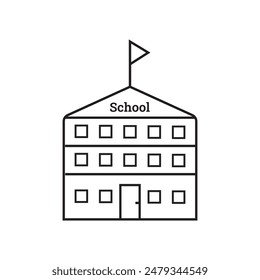 Vector school building icon, out line vector icon