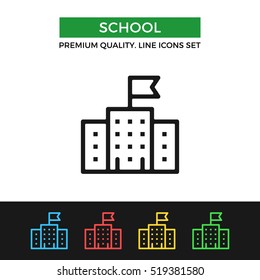 Vector school building icon. Premium quality graphic design. Modern signs, outline symbols collection, simple thin line icons set for websites, web design, mobile app, infographics
