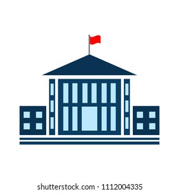 Vector School Building Illustration, University Symbol - Education Icon