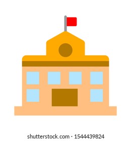 Vector School Building Illustration, University Symbol - Education Icon