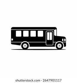 Vector school bus silhouette isolated on white background