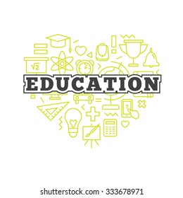 Vector school design concept. Trendy line style education poster. 