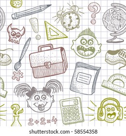 Vector school doodles seamless background